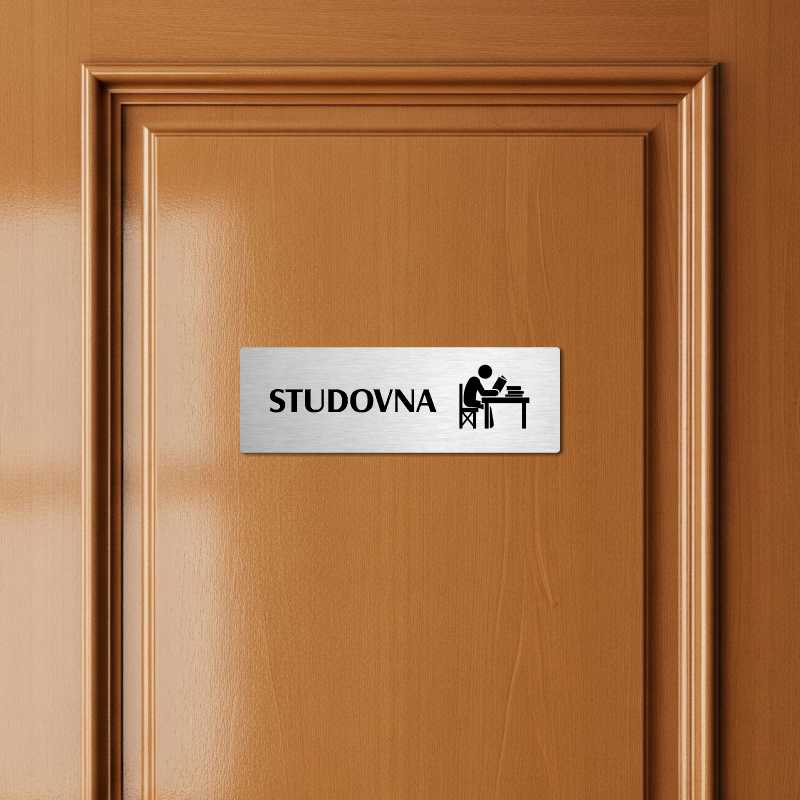 Studovna, 240x79mm, stříbrná popiska s dvojtým rámečkem
